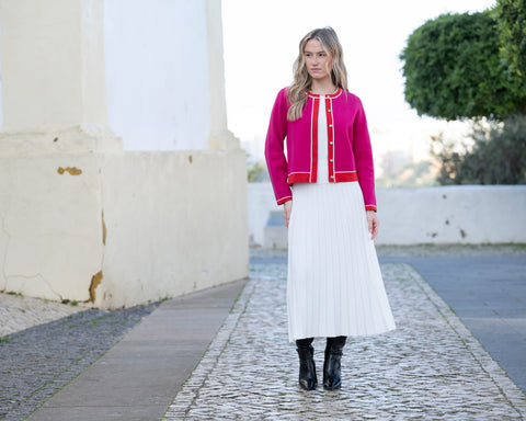 MARBLE 8108 LIGHT-WEIGHT COLOUR BLOCK BUTTON FRONT CARDIGAN