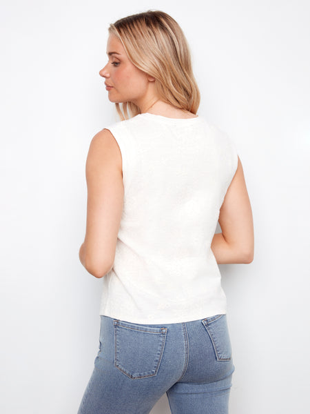 CHARLIE B C1390RPK SLEEVELESS CREW NECK T-SHIRT