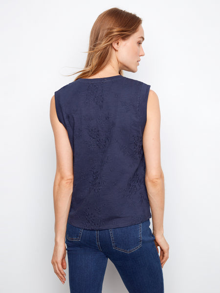 CHARLIE B C1390SPK SLEEVELESS CREW NECK T-SHIRT