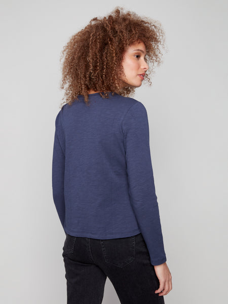 CHARLIE B C1408EPK JERSEY WITH EMBROIDERY