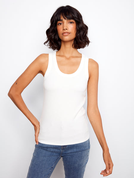 CHARLIE B C1446PK TENCEL RIBBED TANK TOP- 4 COLOURS