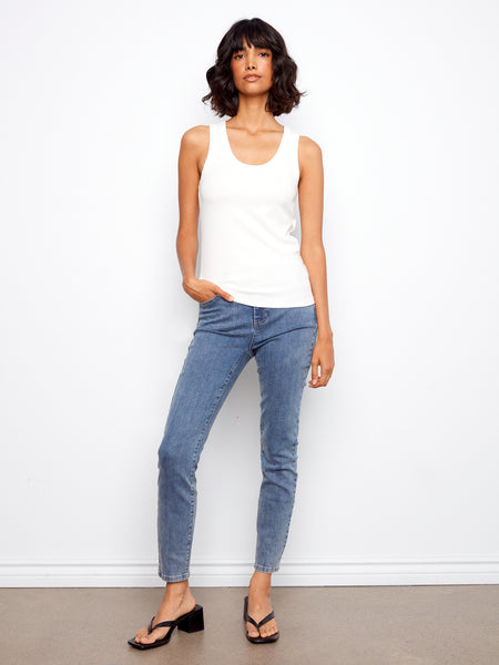 CHARLIE B C1446PK TENCEL RIBBED TANK TOP- 4 COLOURS