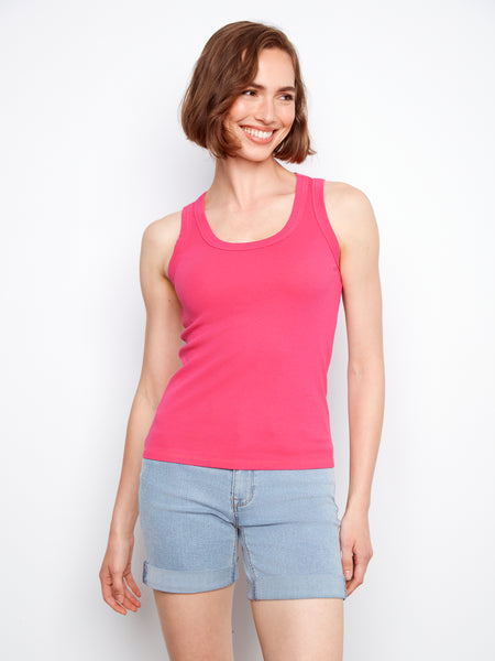 CHARLIE B C1446PK TENCEL RIBBED TANK TOP- 4 COLOURS