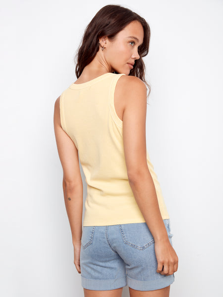 CHARLIE B C1446PK TENCEL RIBBED TANK TOP- 4 COLOURS