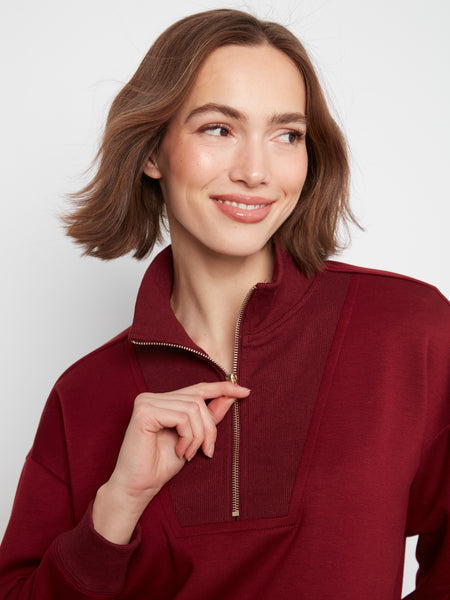 CHARLIE B C1454 HALF ZIP TOP 3 COLOURS