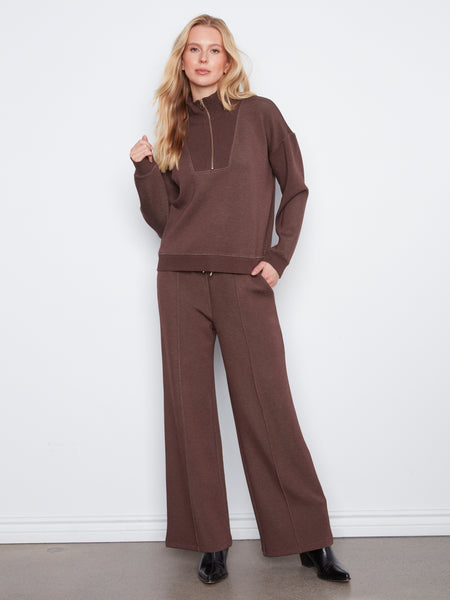 CHARLIE B C1454 HALF ZIP TOP 3 COLOURS