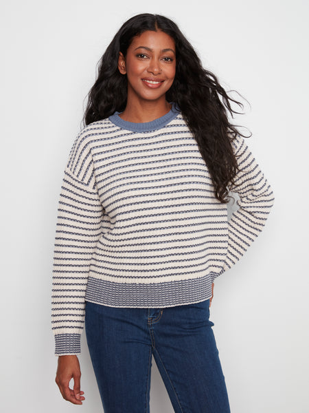 CHARLIE B C2033 STRIPED SWEATER