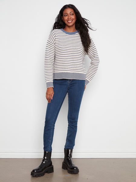 CHARLIE B C2033 STRIPED SWEATER
