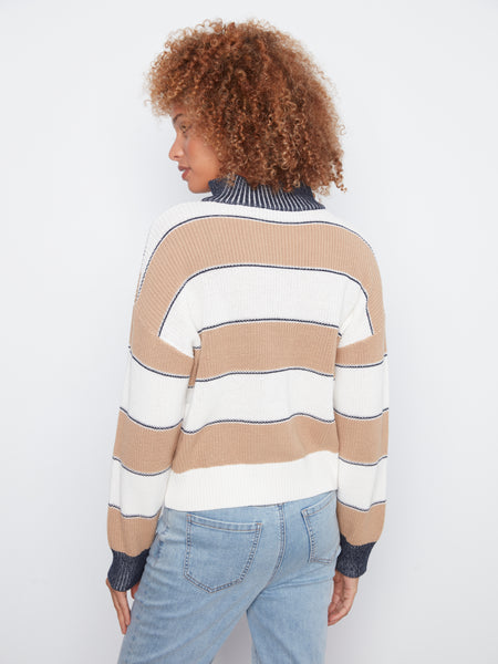 CHARLIE B C2040 STRIPED SWEATER