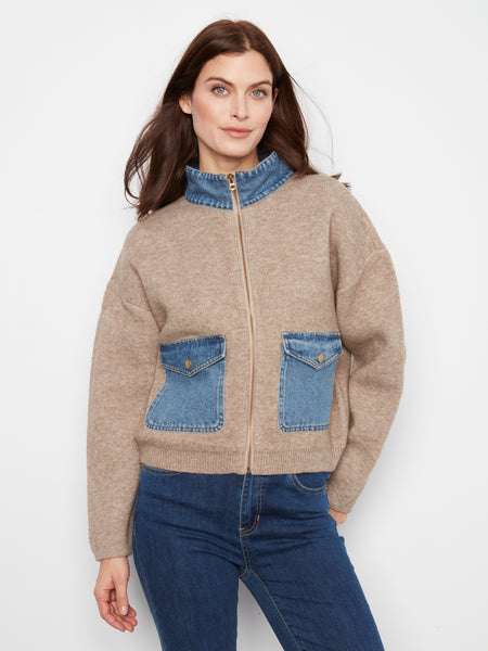 CHARLIE B C2045 ZIP CARDIGAN