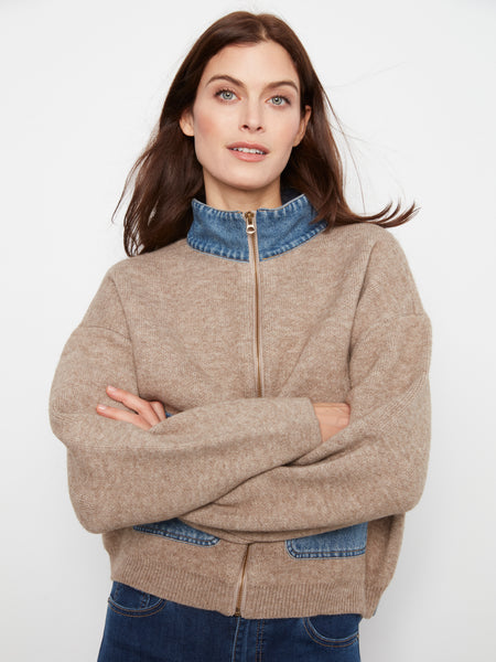 CHARLIE B C2045 ZIP CARDIGAN
