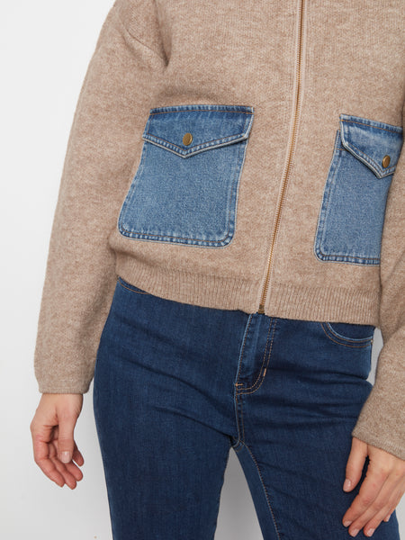 CHARLIE B C2045 ZIP CARDIGAN