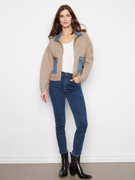 CHARLIE B C2045 ZIP CARDIGAN