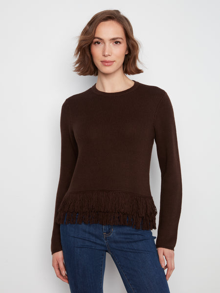 CHARLIE B C2051 FRINGE SWEATER