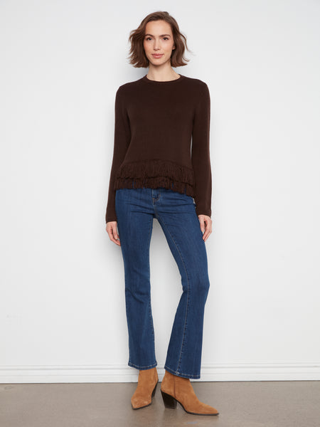 CHARLIE B C2051 FRINGE SWEATER