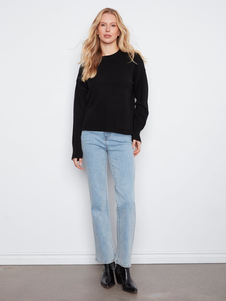 CHARLIE B C2052 SWEATER WITH POCKET 3 COLOURS