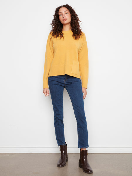 CHARLIE B C2052 SWEATER WITH POCKET 3 COLOURS