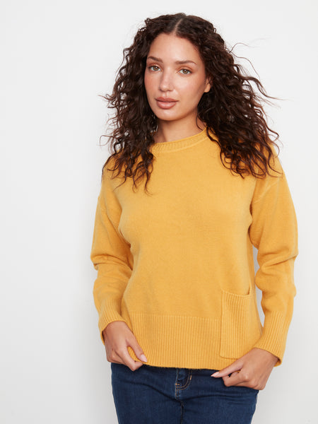 CHARLIE B C2052 SWEATER WITH POCKET 3 COLOURS