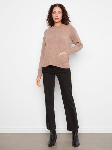 CHARLIE B C2052 SWEATER WITH POCKET 3 COLOURS