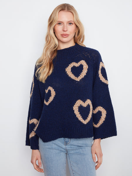 CHARLIE B C2071 HEART SWEATER 2 COLOURS