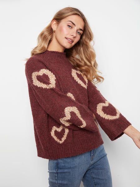 CHARLIE B C2071 HEART SWEATER 2 COLOURS