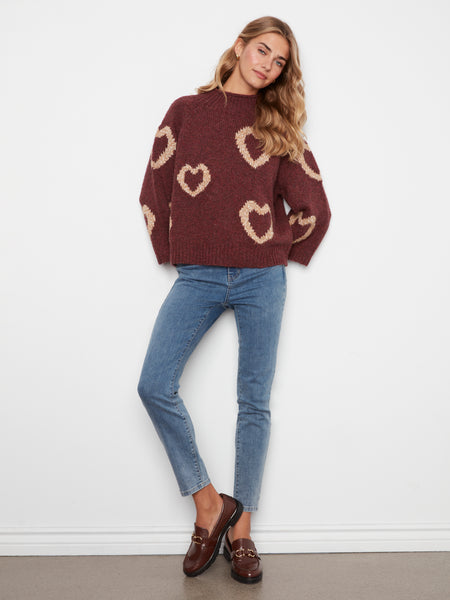 CHARLIE B C2071 HEART SWEATER 2 COLOURS