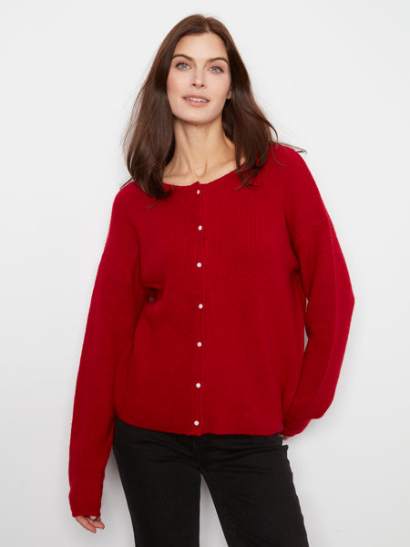 CHARLIE B C2133 REVERSIBLE BUTTON SWEATER