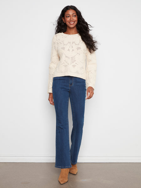 CHARLIE B C2151 REVERSIBLE BUTTON SWEATER