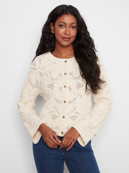 CHARLIE B C2151 REVERSIBLE BUTTON SWEATER