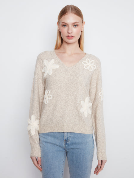 CHARLIE B C2163 FLOWER SWEATER