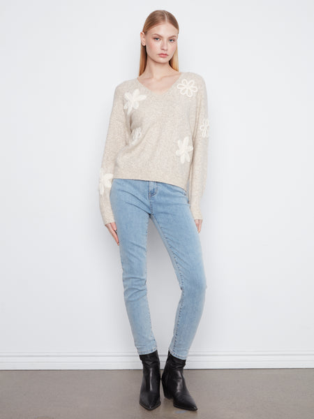 CHARLIE B C2163 FLOWER SWEATER