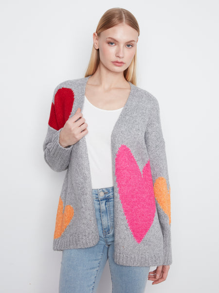 CHARLIE B C2168 HEART CARDIGAN
