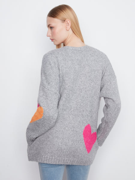 CHARLIE B C2168 HEART CARDIGAN