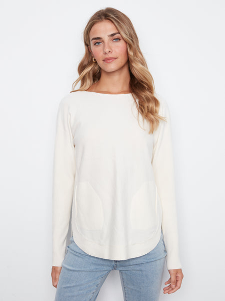 CHARLIE B C2170ZR SWEATER WITH BACK DETAIL 2 COLOURS
