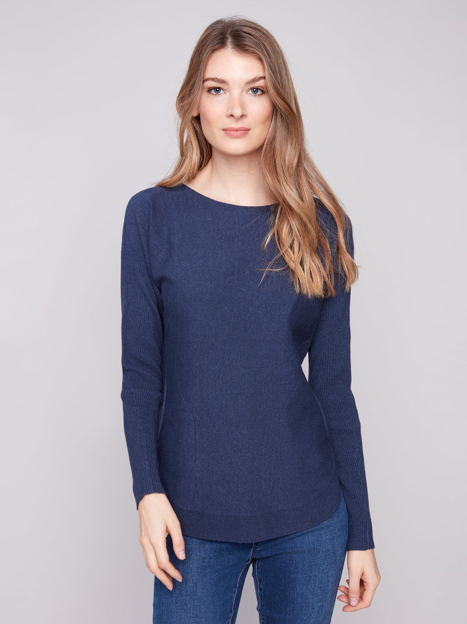 CHARLIE B C2170Z SWEATER WITH BACK LACE UP DETAIL 4 COLOURS