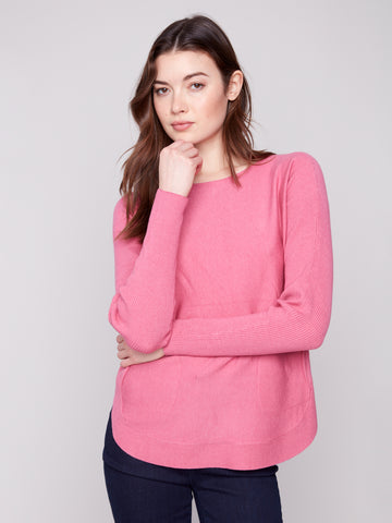 CHARLIE B C2170Z SWEATER WITH BACK LACE UP DETAIL 4 COLOURS