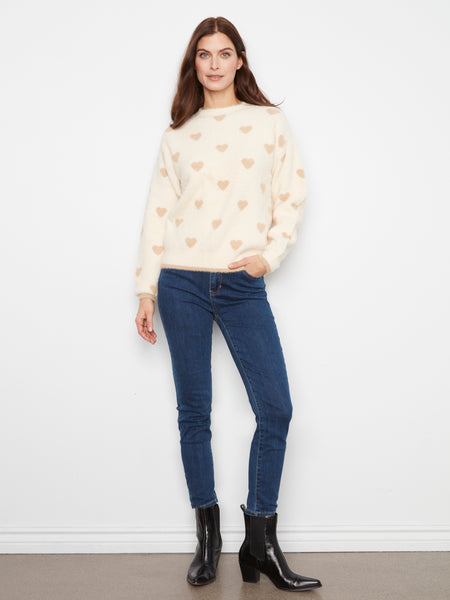 CHARLIE B C2172 HEART SWEATER