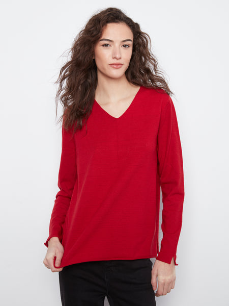 CHARLIE B C2279RPR V-NECK SWEATER 4 COLOURS