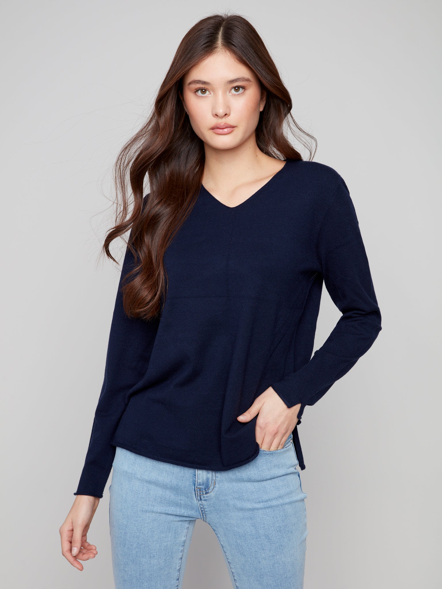 CHARLIE B C2279RR V-NECK BASIC SWEATER 5 COLOURS