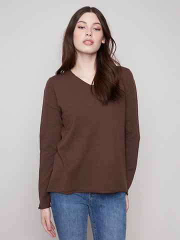 CHARLIE B C2279RR V-NECK BASIC SWEATER 5 COLOURS