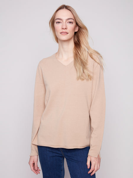 CHARLIE B C2279RR V-NECK BASIC SWEATER 5 COLOURS