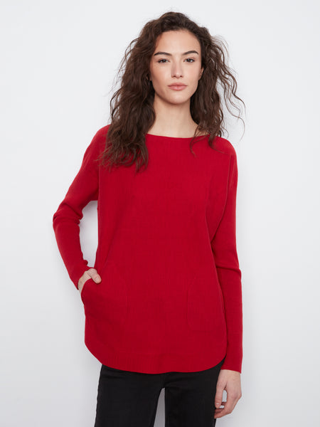 CHARLIE B C2380YR SWEATER WITH LACE WORK SLEEVE 3 COLOURS