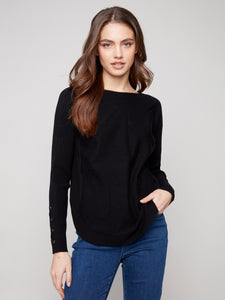 CHARLIE B C2380Y SWEATER WITH LACE UP CUFFS 4 COLOURS