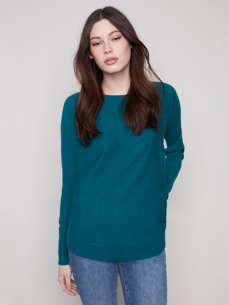 CHARLIE B C2380Y SWEATER WITH LACE UP CUFFS 4 COLOURS