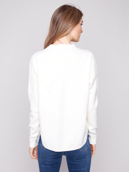CHARLIE B C2420Y SWEATER WITH REMOVEABLE SCARF 2 COLOURS