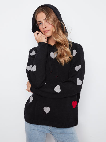 CHARLIE B C2436YR HEART HOODED SWEATER