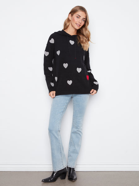CHARLIE B C2436YR HEART HOODED SWEATER