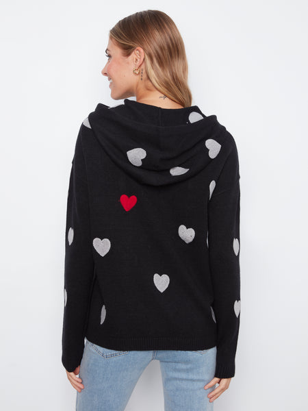 CHARLIE B C2436YR HEART HOODED SWEATER