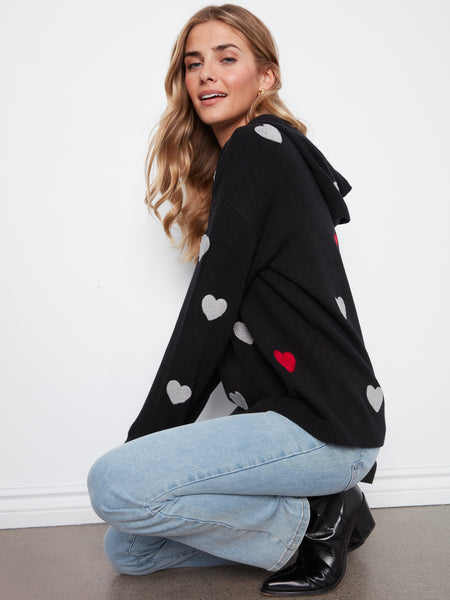 CHARLIE B C2436YR HEART HOODED SWEATER