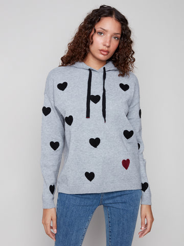 CHARLIE B C2436Y NEEDLE PUNCH BOUCLE HOODIE